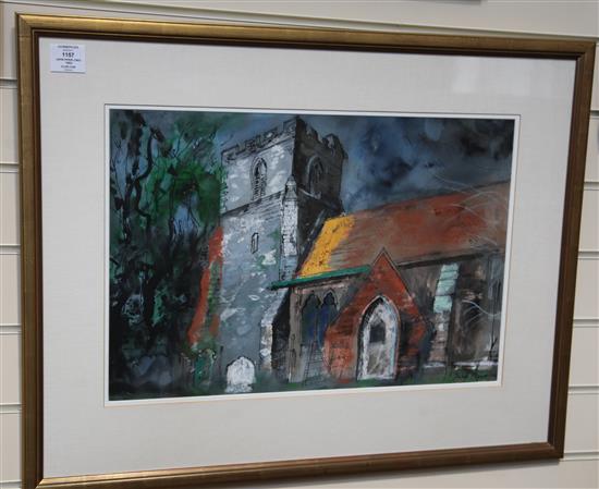 § John Piper (1903-1992) Snargate, Romney Marsh, 14.5 x 21.5in.